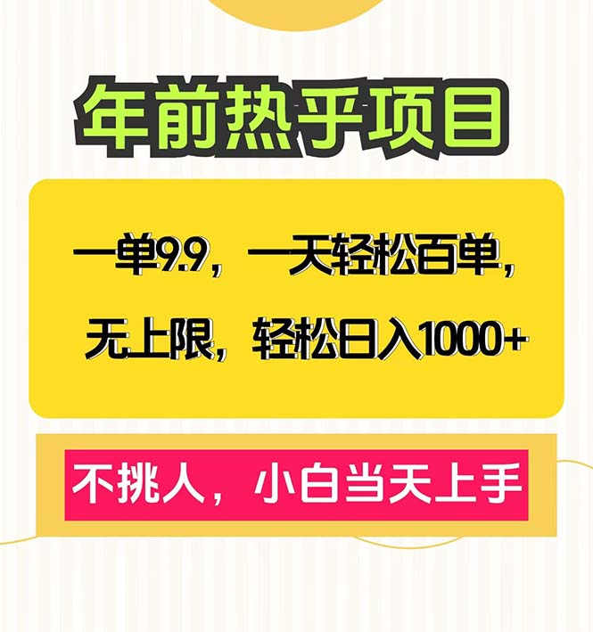 一单9.9，一天百单无上限，不挑人，小白当天上手，轻松日入1000+-乐码云集