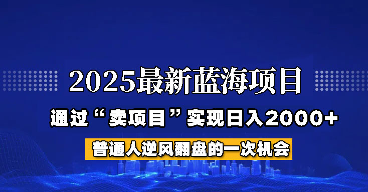 2025年蓝海项目，如何通过“网创项目”日入2000+-乐码云集
