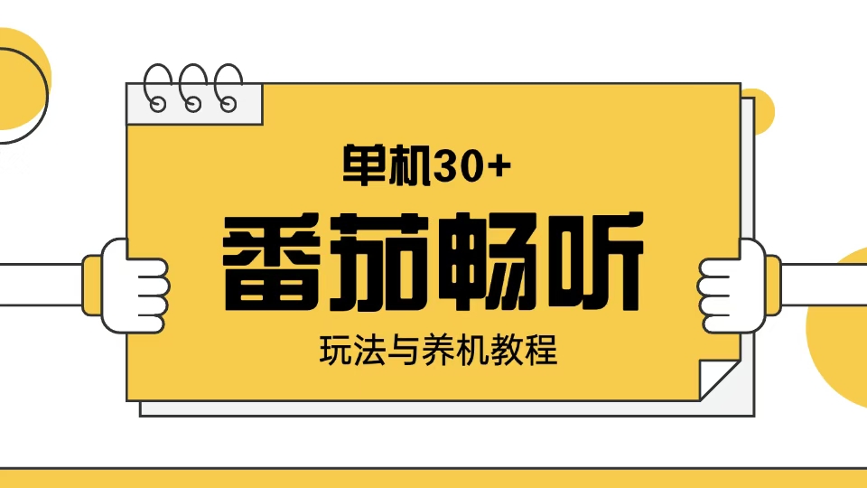 番茄畅听玩法与养机教程：单日日入30+。-乐码云集