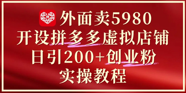外面卖5980开设拼多多虚拟店铺：单日引流200+创业付费粉实战教程-乐码云集