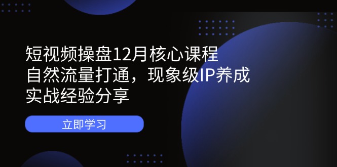 短视频操盘12月核心课程：自然流量打通，现象级IP养成，实战经验分享-乐码云集