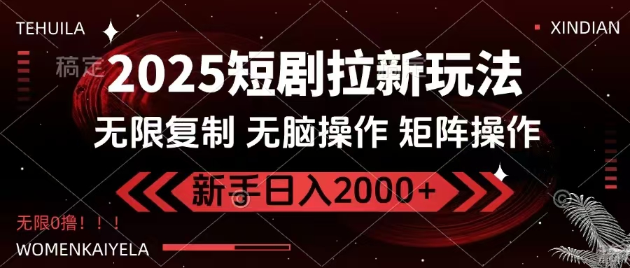 2025短剧拉新玩法，无需注册登录，无限0撸，无脑批量操作日入2000+-乐码云集