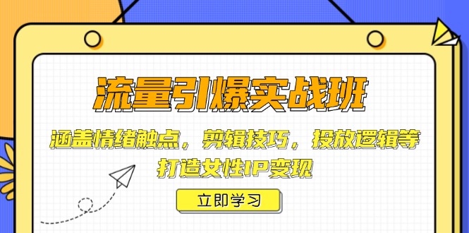 流量引爆实战班，涵盖情绪触点，剪辑技巧，投放逻辑等，打造女性IP变现-乐码云集