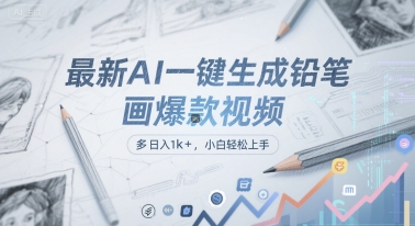 最新AI一键生成铅笔画爆款视频，多平台分发，日 入1k+，小白轻松上手【揭秘】-乐码云集