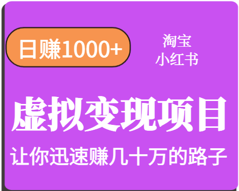 淘宝OR小红书虚拟变现，日赚1000+，多账号操作年收入几十W不等-乐码云集