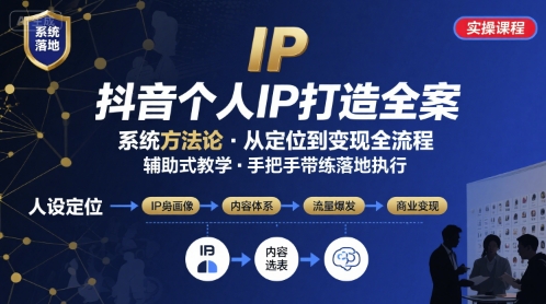 抖音个人IP系统落地实操大课，实操课程，辅助落地-乐码云集