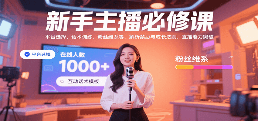 新手主播必修课：平台选择、话术训练、粉丝维系等，解析禁忌与成长法则，突破直播能力-乐码云集