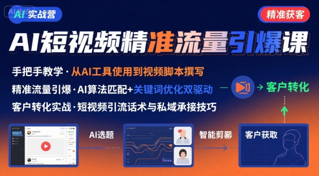 AI+短视频引爆精准客户实战营，手把手教你引爆Ai短视频精准流量-乐码云集