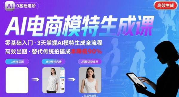 AI模特进阶课程，0基础高效生成逼真电商模特图-乐码云集