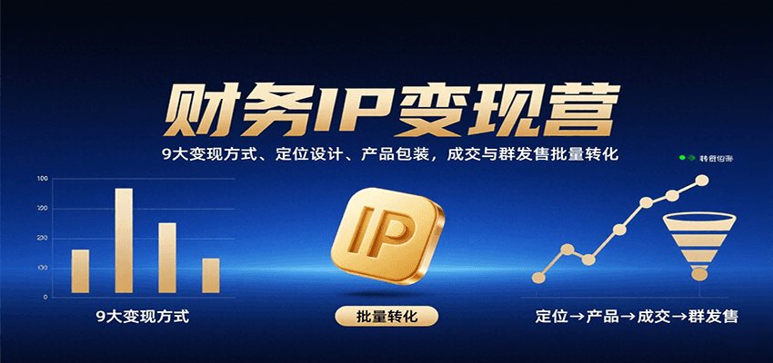 财务IP变现营：9大变现方式、定位设计、产品包装，成交与群发售批量转化-乐码云集