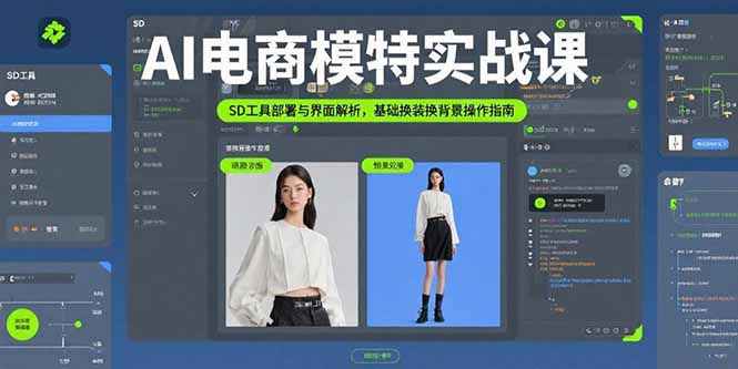 AI电商模特实战课，SD工具部署与界面解析，基础换装换背景操作指南-乐码云集
