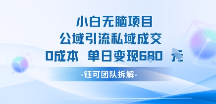 小白无脑项目公域引流私域成交0成本单日变现680米-乐码云集