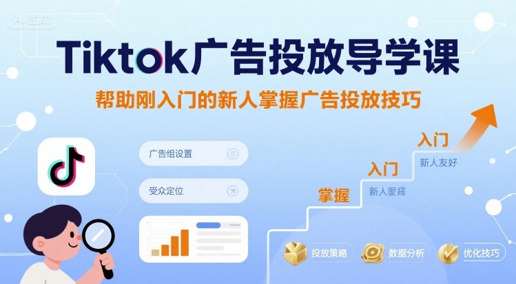 Tiktok广告投放导学课，帮助刚入门的新人掌握广告投放技巧-乐码云集
