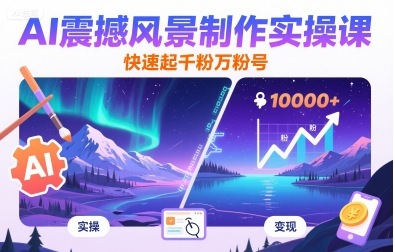 AI震撼风景制作实操课，快速起千粉万粉号-乐码云集