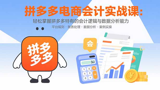 拼多多电商会计实战课：轻松掌握拼多多特有的会计逻辑与数据分析能力-乐码云集