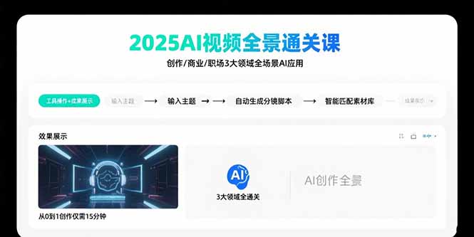 2025AI视频全景通关课：涵盖创作/商业/职场3大领域  掌握AI全场景应用-乐码云集