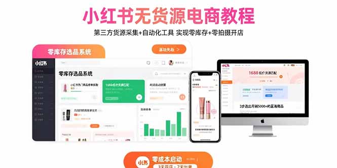 小红书无货源电商教程：第三方货源采集+自动化工具 实现零库存+零拍摄开店-乐码云集