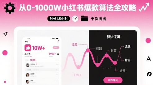 从0-1000W小红书爆款算法全攻略，时长1.5小时，干货满满-乐码云集