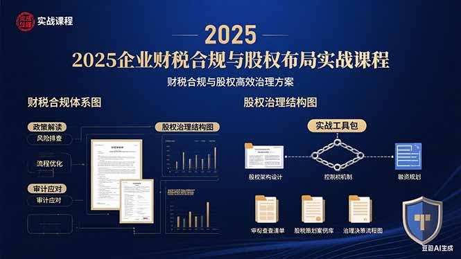 2025企业财税合规与股权布局的实战课程：财税合规与股权高效治理方案-乐码云集