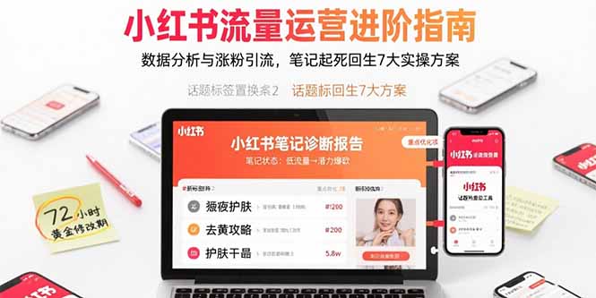 小红书流量运营进阶指南，数据分析与涨粉引流，笔记起死回生7大实操方案-乐码云集