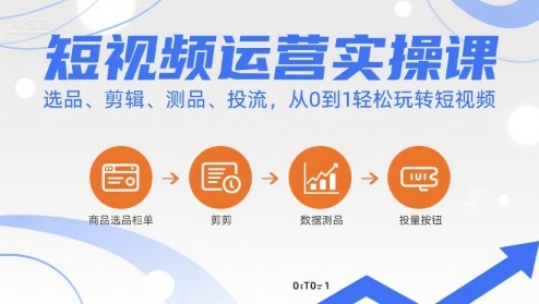 短视频运营实操课，选品、剪辑、测品、投流，从0到1轻松玩转短视频-乐码云集