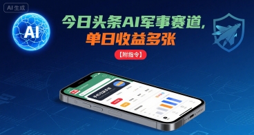 今日头条AI军事赛道，单日收益多张 ，手机可做【附指令】-乐码云集