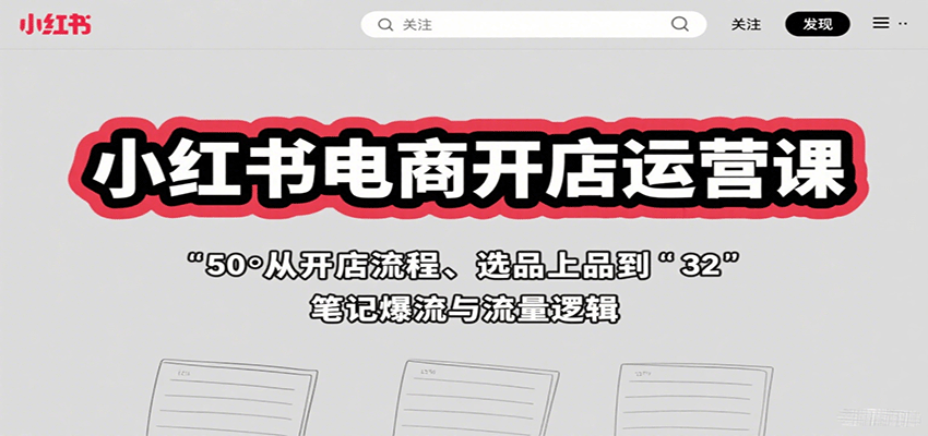 小红书电商开店运营课：从开店流程、选品上品到笔记爆流与流量逻辑-乐码云集