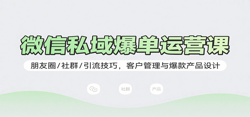 微信私域爆单运营课：朋友圈/社群/引流技巧，客户管理与爆款产品设计-乐码云集