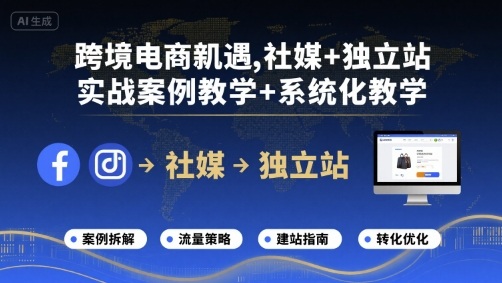 跨境电商新机遇，社媒+独立站，实战案例教学+系统化教学-乐码云集