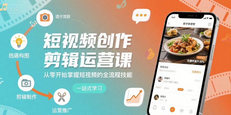 短视频创作剪辑运营课，从零开始掌握短视频的全流程技能-乐码云集