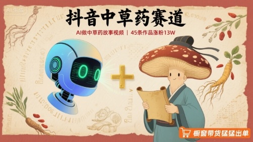抖音中草药赛道，用AI做中草药故事视频，45条作品涨粉13W，橱窗带货猛猛出单-乐码云集