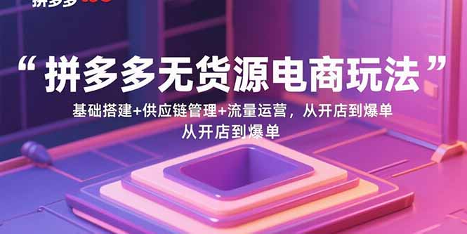 拼多多无货源电商玩法：基础搭建+供应链管理+流量运营，从开店到爆单-乐码云集