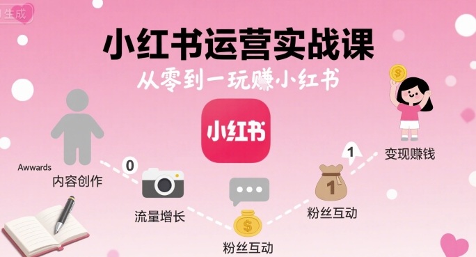 小红书运营实战课，从零到一玩賺小红书-乐码云集