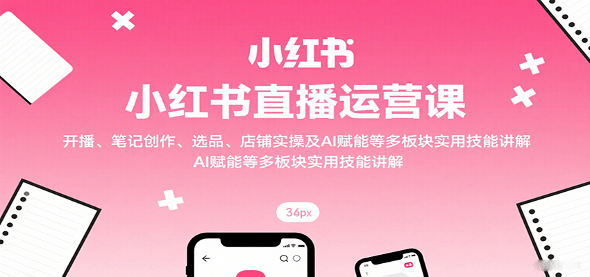 小红书直播运营课：开播、笔记创作、选品、店铺实操及 AI 赋能等多板块实用技能讲解-乐码云集