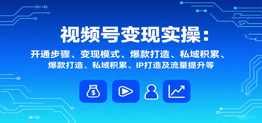 视频号变现实操，含开通步骤、变现模式、爆款打造、私域积累、IP打造及流量提升等-乐码云集