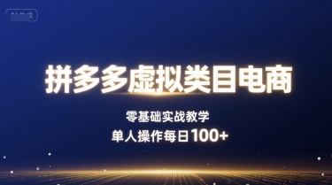 拼多多虚拟类目电商，零基础实战教学，单人操作每日100+-乐码云集