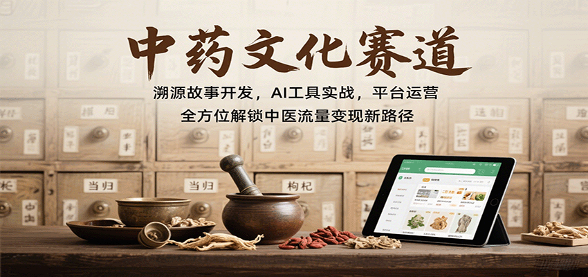 中药文化赛道：溯源故事开发，AI工具实战，平台运营，全方位解锁中医流量变现新路径-乐码云集