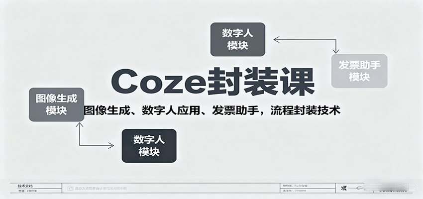 Coze封装课,图像生成、数字人应用、发票助手,流程封装技术-乐码云集