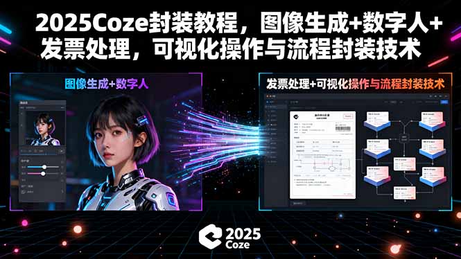 2025Coze封装教程，图像生成+数字人+发票处理，可视化操作与流程封装技术-乐码云集