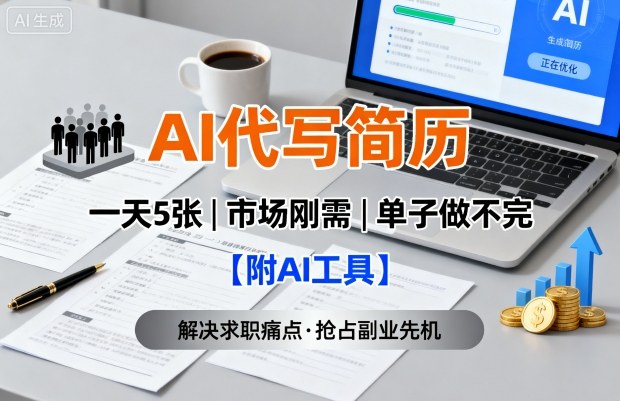 AI代写简历，一天5张，今年找工作难，市场刚需，单子做不完【附AI工具】-乐码云集