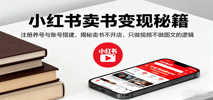 小红书卖书变现秘籍,注册养号与账号搭建,揭秘卖书不开店、只做视频不做图文的逻辑-乐码云集