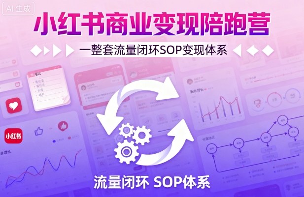 小红书商业变现陪跑营，轻IP矩阵 私域获客 聚光投流，一整套流量闭环SOP变现体系-乐码云集