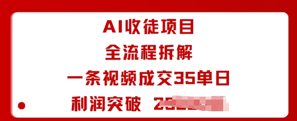 AI收徒项目全流程拆解一条视频成交35单日利润突破1k+-乐码云集