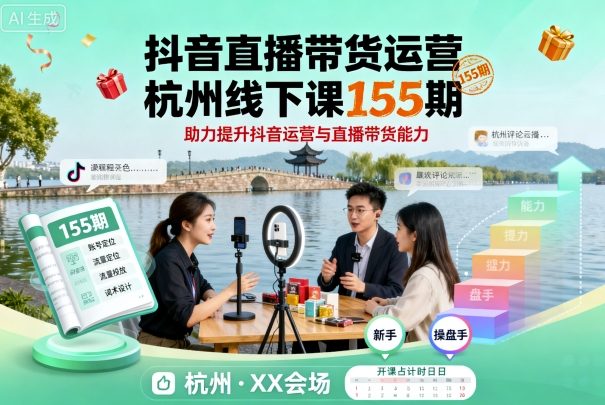 抖音直播带货运营杭州线下课155期，助力提升抖音运营与直播带货能力-乐码云集