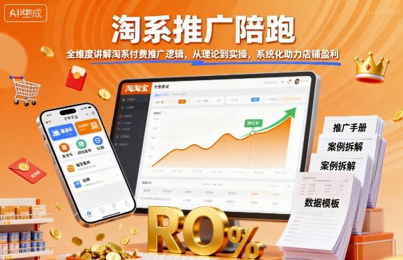 淘系推广陪跑，全维度讲解淘系付费推广逻辑，从理论到实操，系统化助力店铺盈利-乐码云集