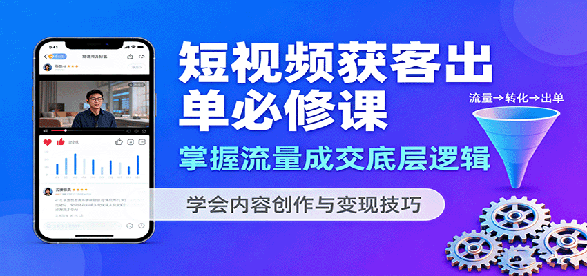 短视频获客出单必修课：掌握流量成交底层逻辑，学会内容创作与变现技巧-乐码云集