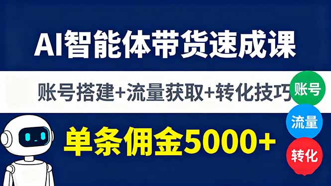 AI智能体带货速成课，账号搭建+流量获取+转化技巧，单条佣金5000+-乐码云集