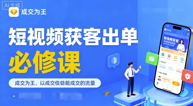 短视频获客出单必修课，成交为王，以成交为导向，直接做能成交的流量-乐码云集