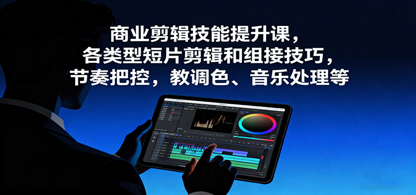 商业剪辑技能提升课，各类型短片剪辑和组接技巧，节奏把控，教调色、音乐处理等-乐码云集