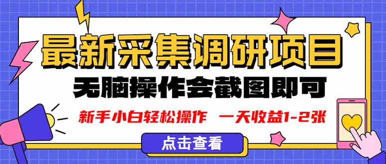 新版采集调研项目，截图上传即可，无脑操作，日收益1-2张-乐码云集